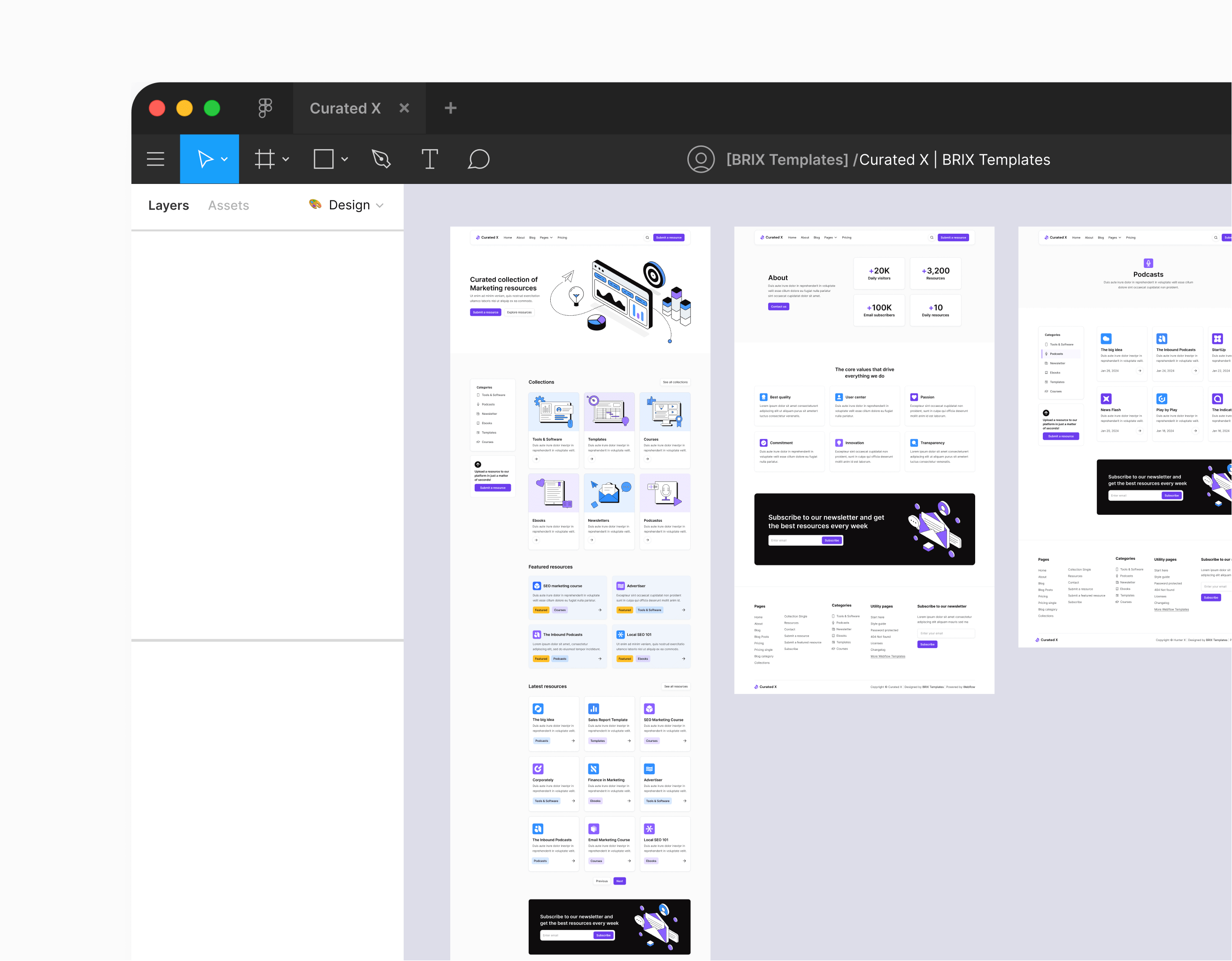 Curated X - Figma File Included - Curation Website Webflow Template