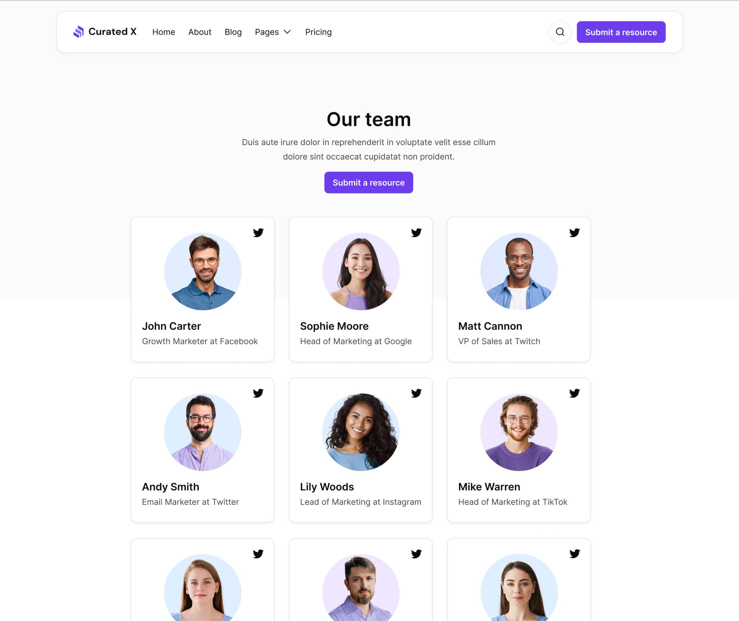 Curated X - Experts Page - Curation Website Webflow Template