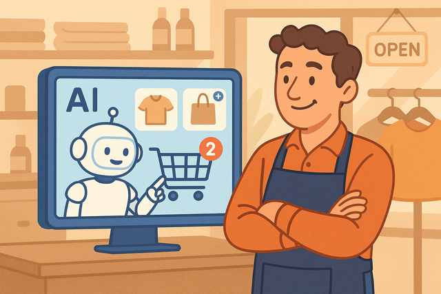 Agentic AI for ecommerce assisting SME owners in a digital shop interface
