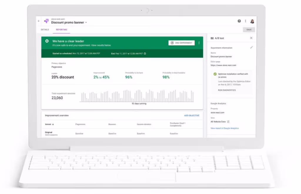 Optimalizace konverzni pomeru eshopu google optimize