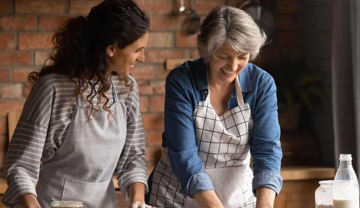 Brain health focus: postmenopausal mother free of brain fog with her daughter