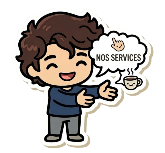 Illustration mascotte Micky section services agence web