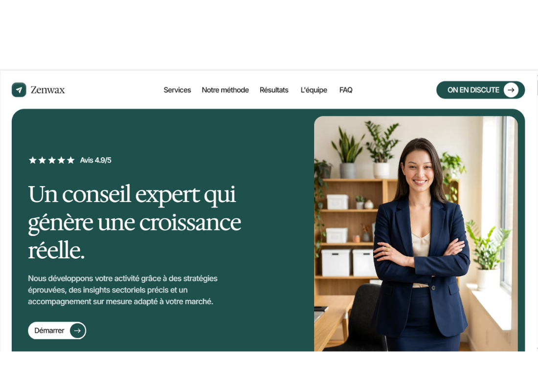Site web Zenwax - Cabinet de conseil en stratégie créé par Micky Studio