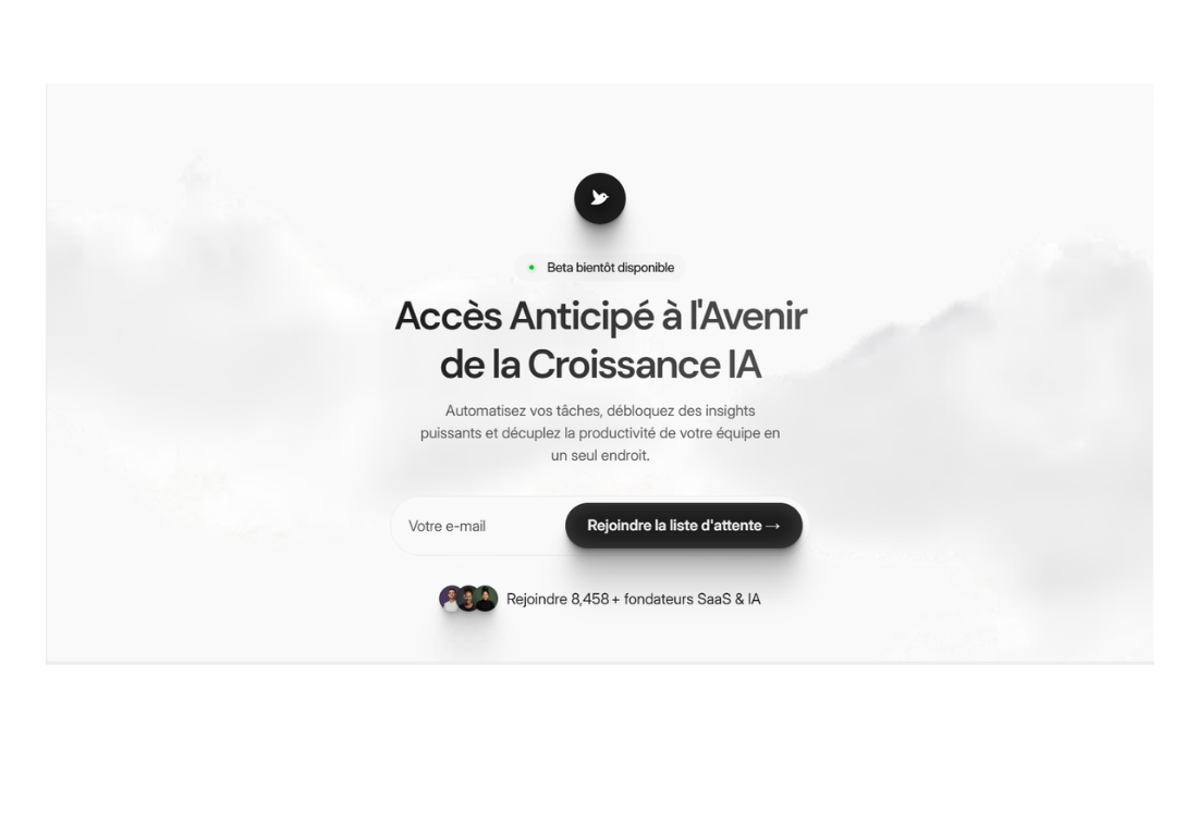 Landing page EarlyBird - Plateforme SaaS IA créée par Micky Studio