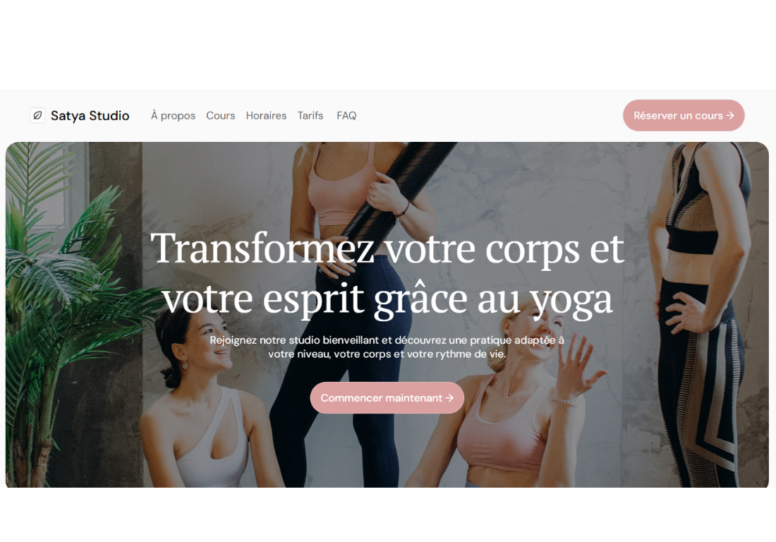 Site vitrine Satya Studi - Studio de yoga créé avec Webflow