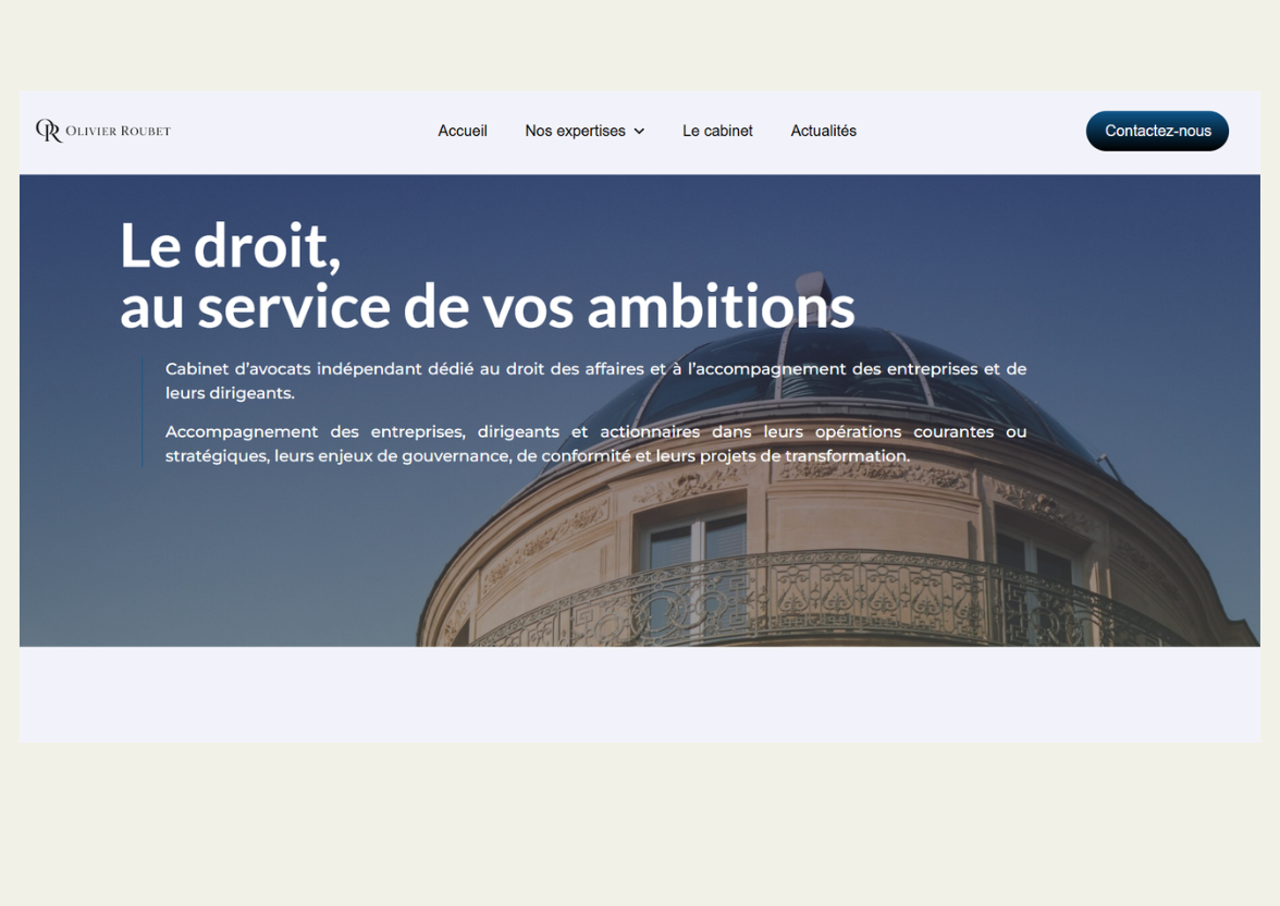 Aperçu du site Olivier Roubet, cabinet d’avocat en droit des affaires