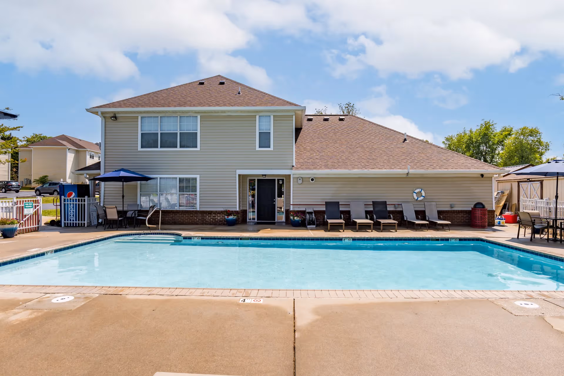 Swimming pool with lounge chairs
