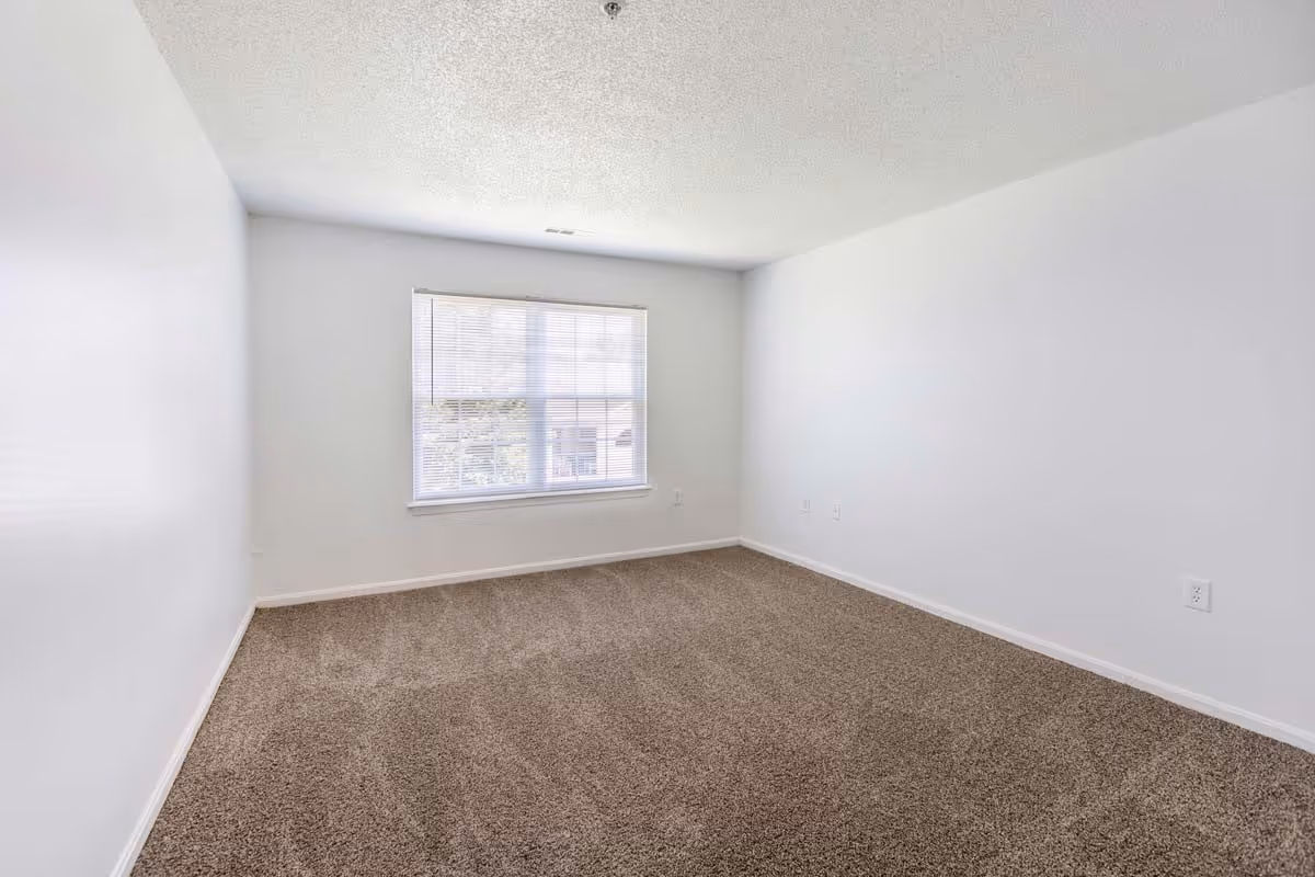 Unfurnished bedroom with carpet and window