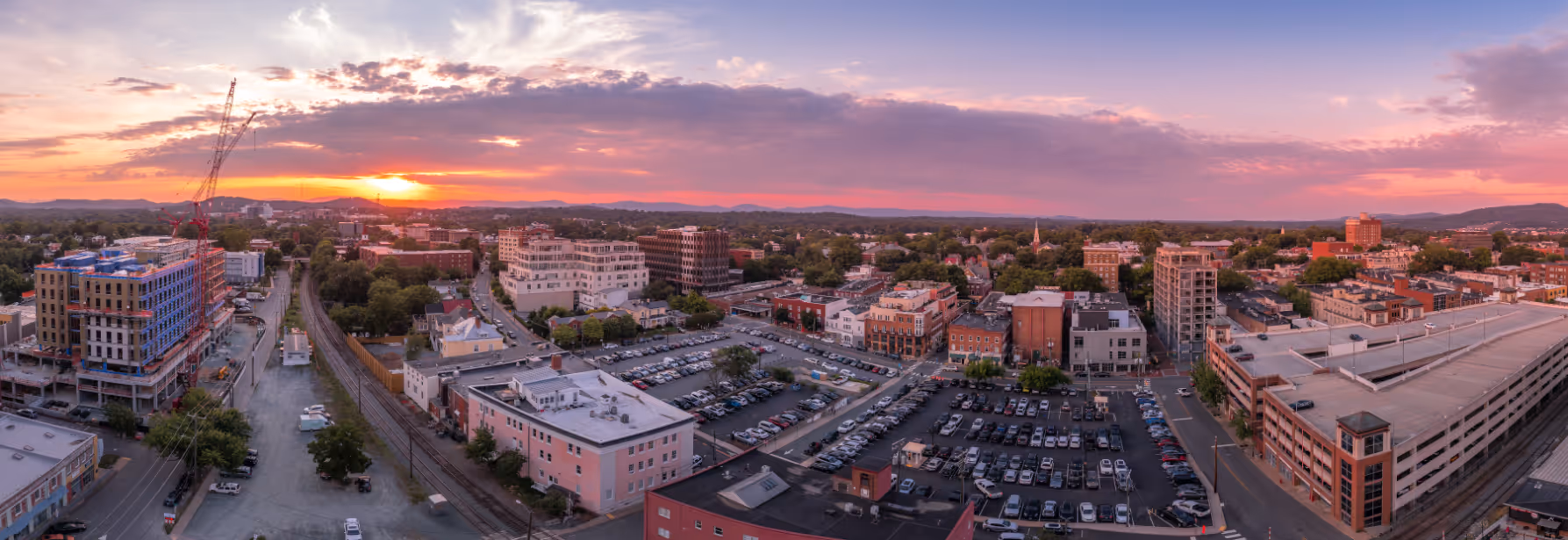 Charlottesille, va skyline at sunset stock image