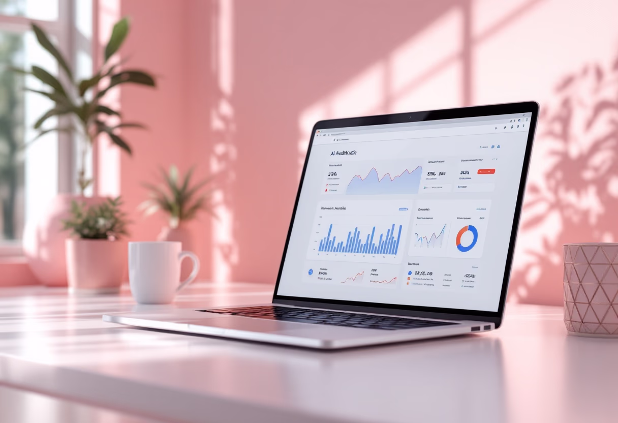 [background image] image of an open laptop in an office (for a ai healthcare company)