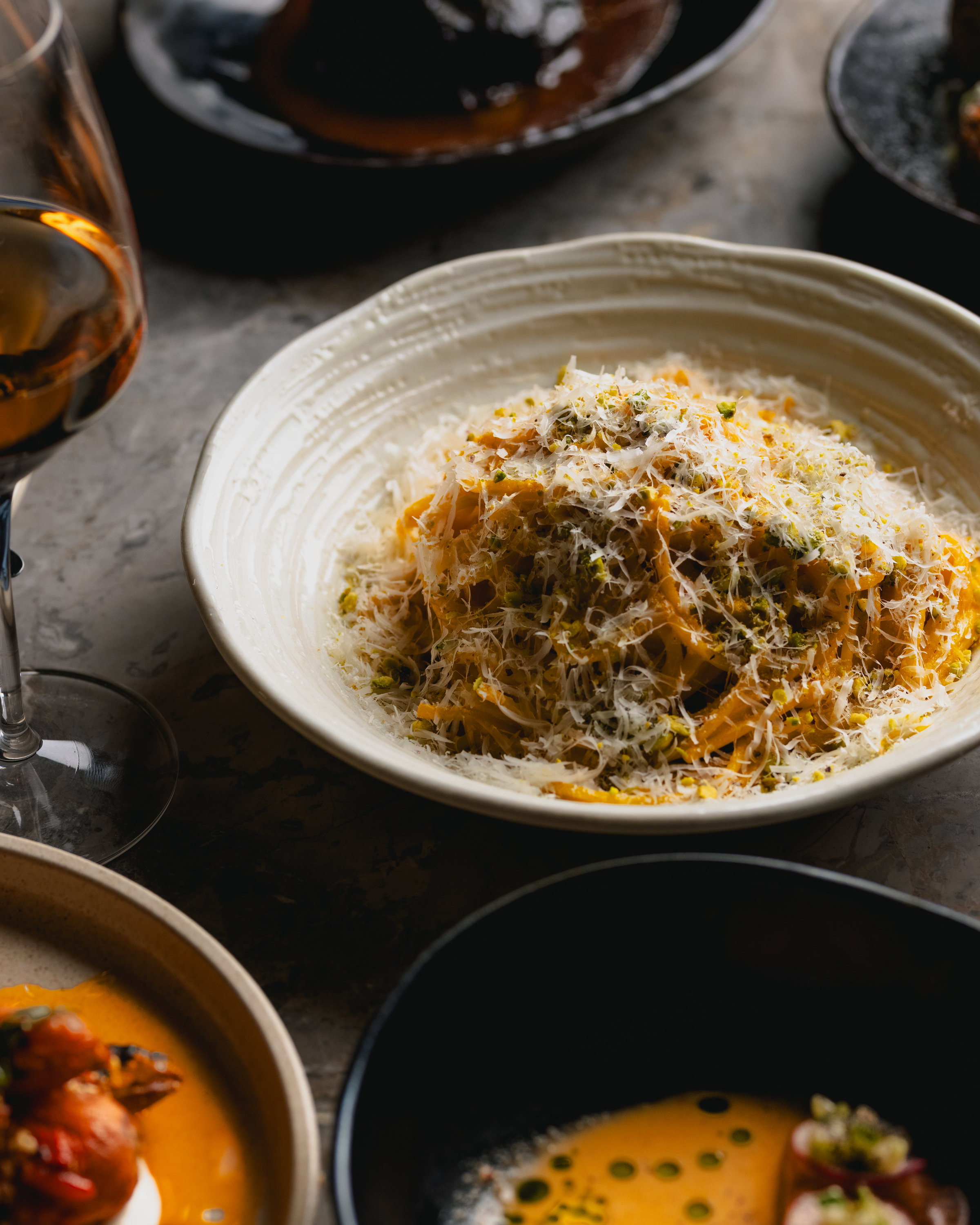 Pasta served share style at Maven