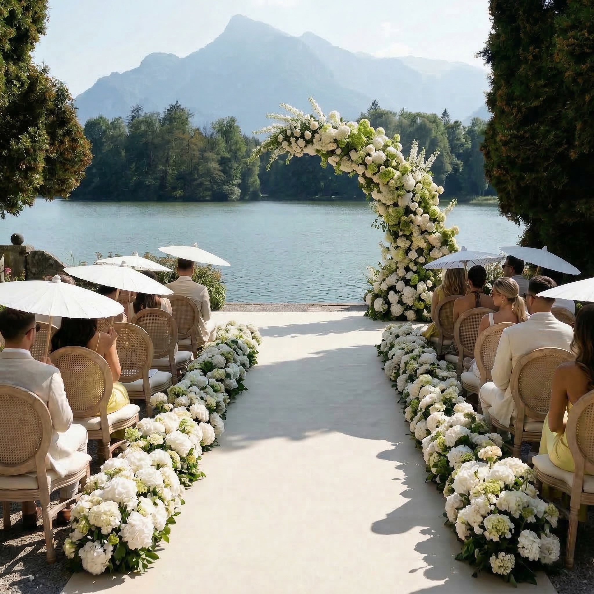 Bride and groom at the altar, destination wedding