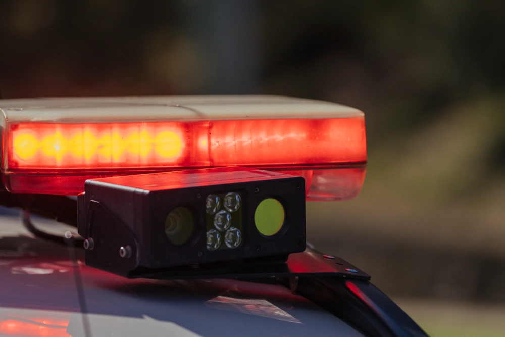 Photo of a light bar on a police car