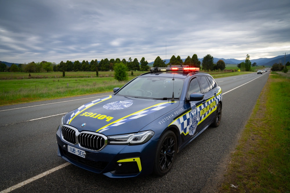 front on photo of a BMW police car