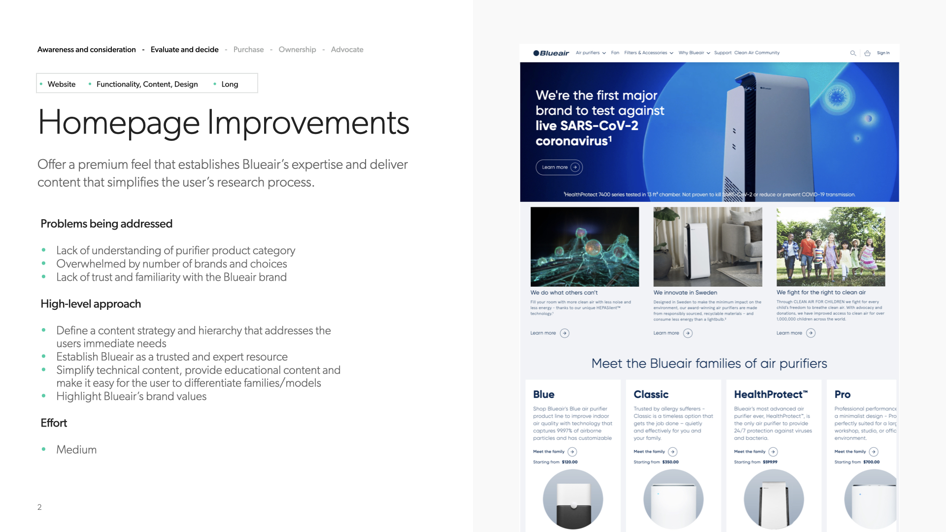 An example of a project opportunity that shows "improving homepage"