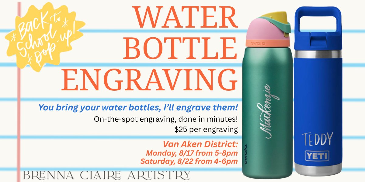 Back to School Water Bottle Engraving with Brenna Claire Artistry