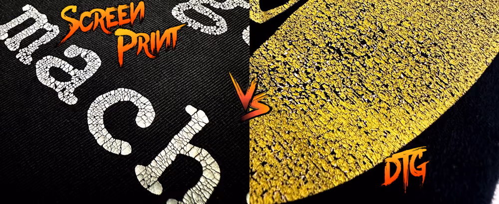 extensive wear on screen printed and DTG printed graphics