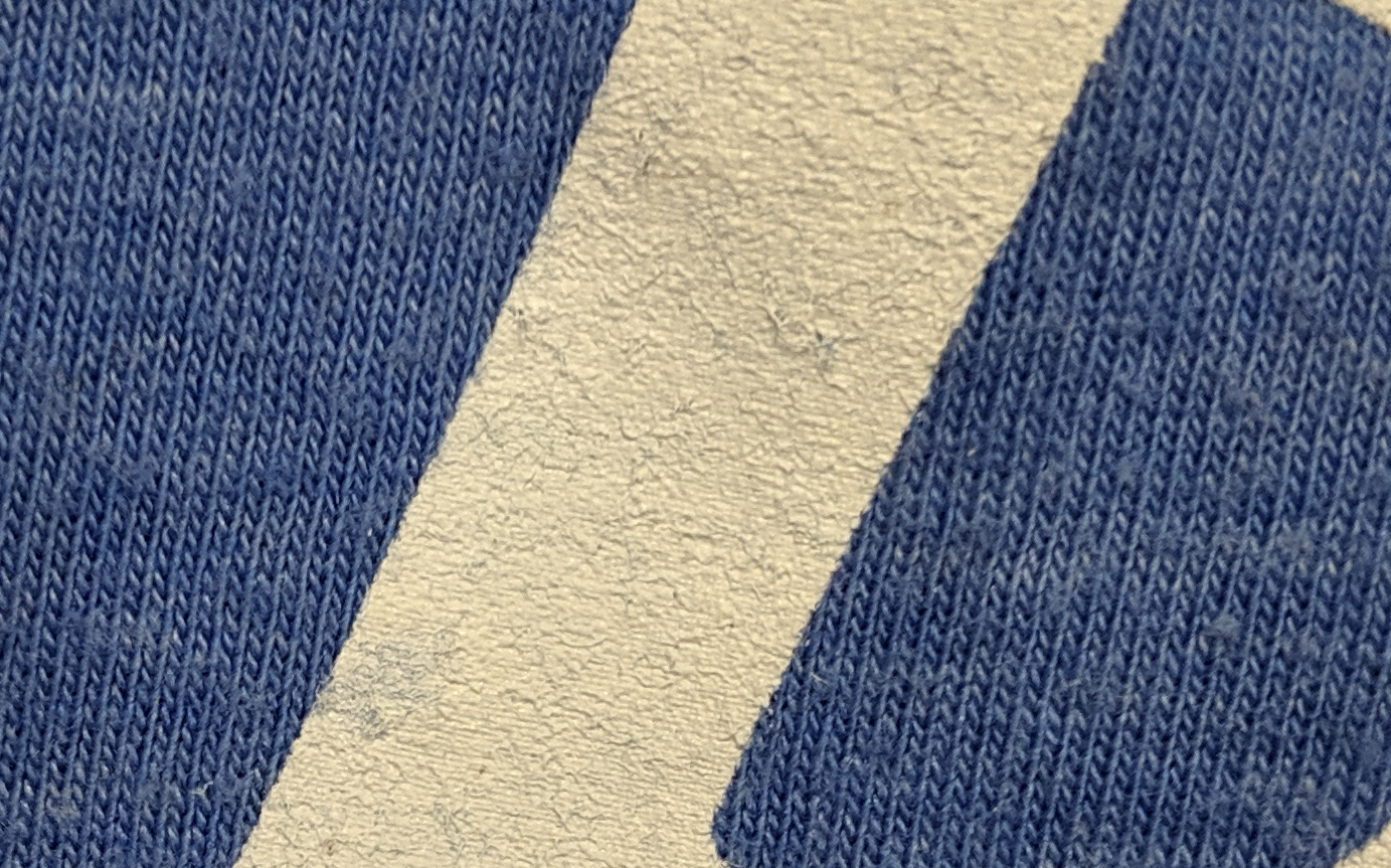 extreme close-up view of plastisol ink on fabric