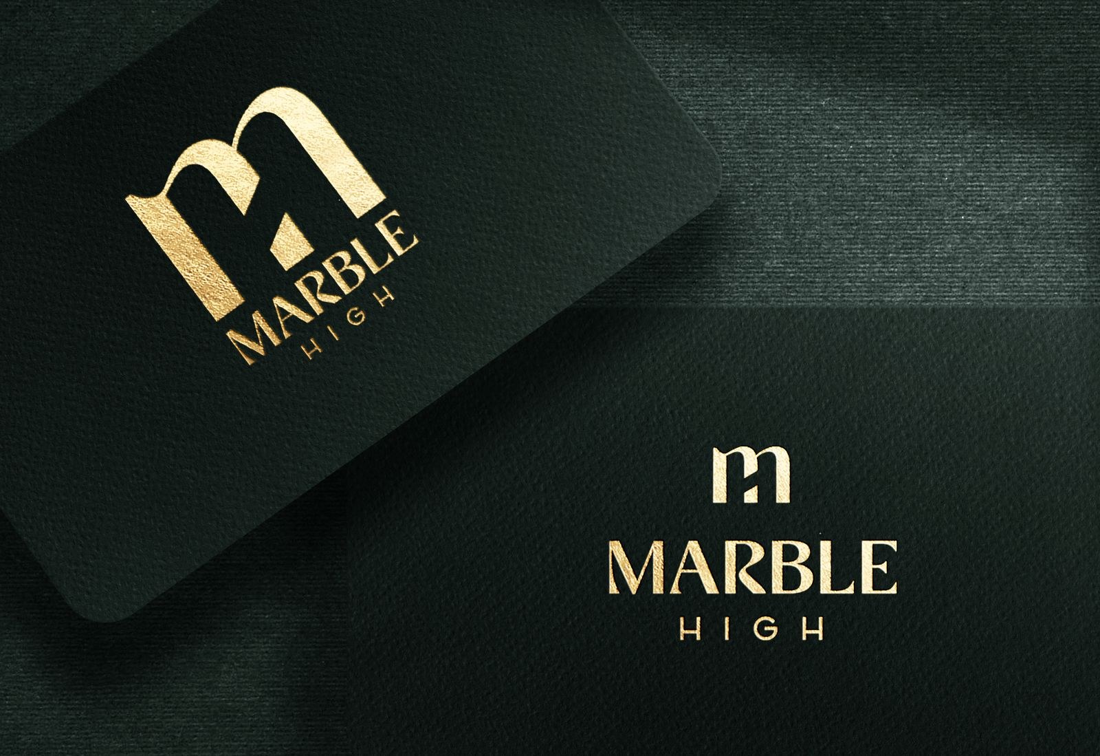 Marble High branded cards with gold foil