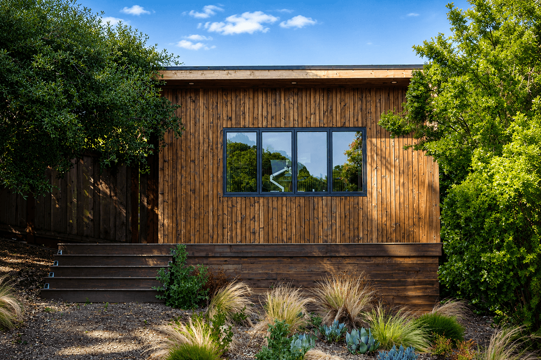 Premium Studio Shed after installation, Santa Rosa
