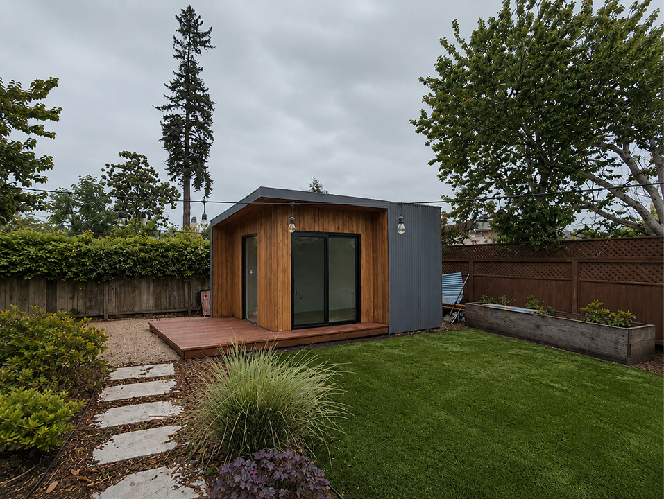 Monterey Studio Shed in Santa Cruz backyard