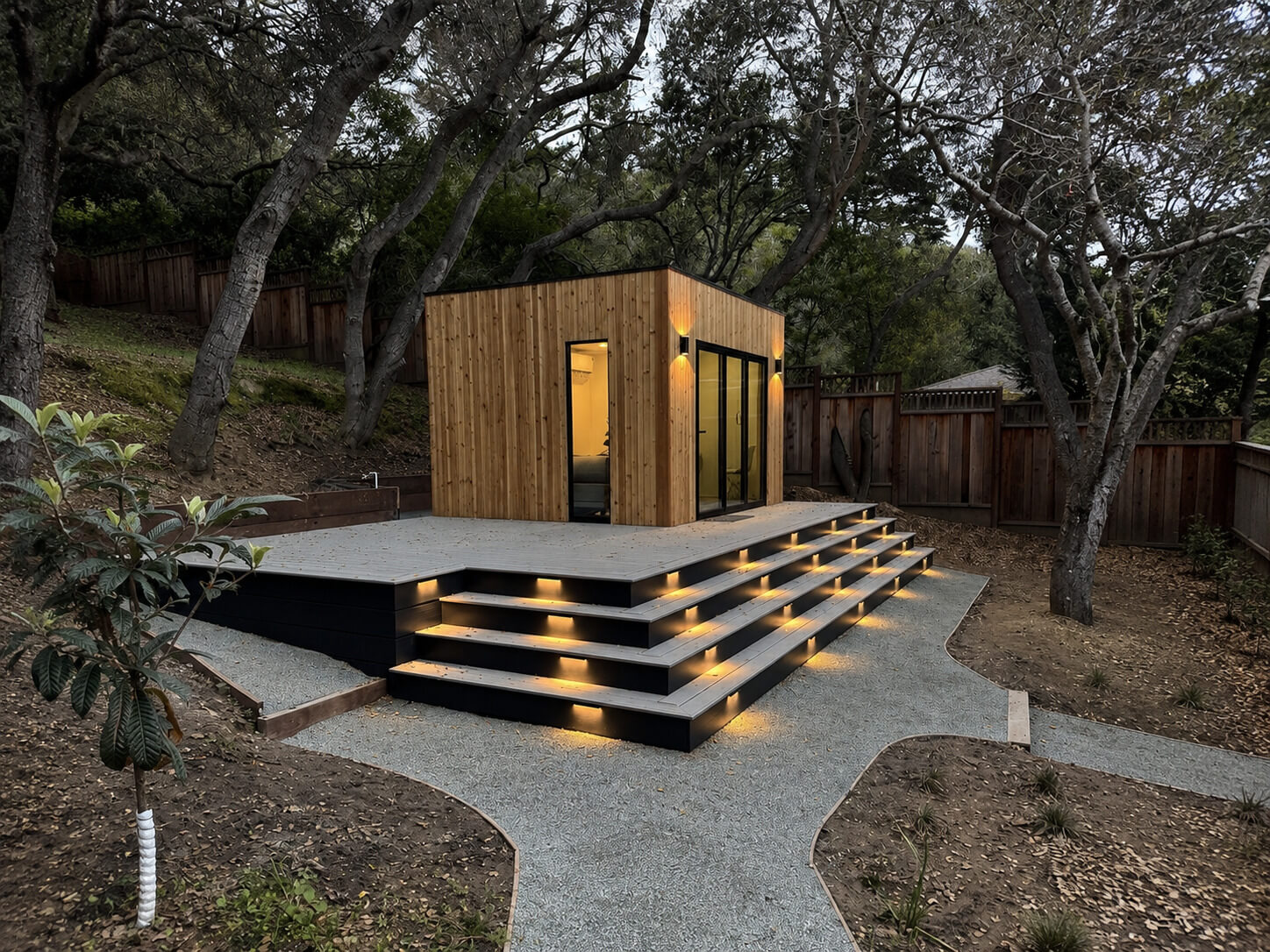 Completed Modern Cube garden room in San Mateo