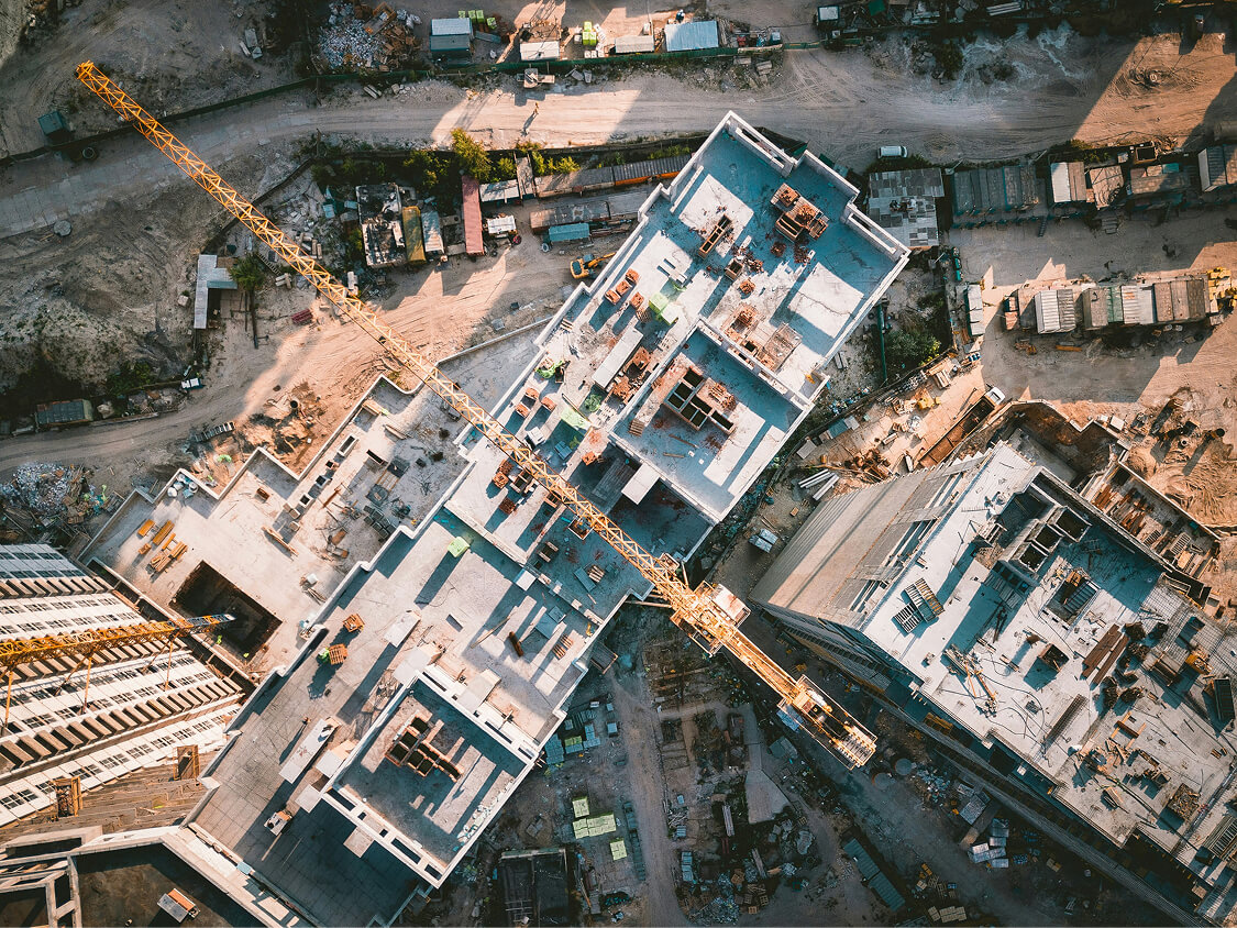 Birds eye view of a construction site
