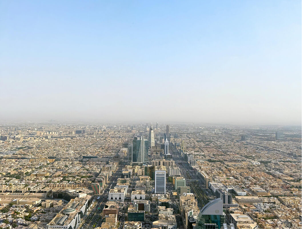 An aerial view of a city