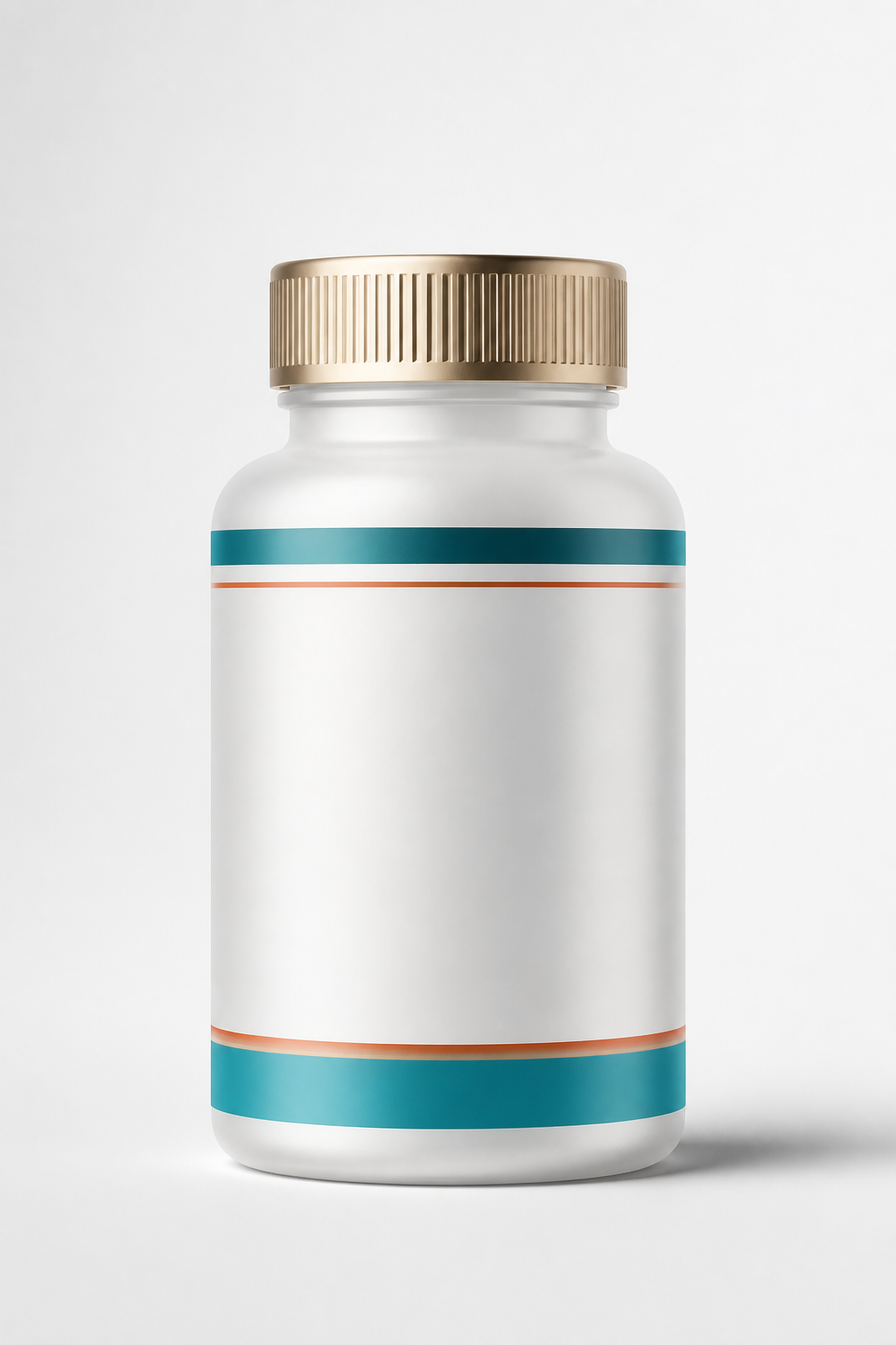 Unbranded nerve support supplement bottle with teal and coral accents