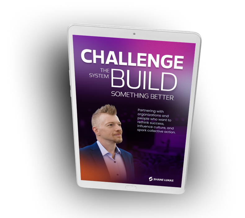 White tablet computer with a red screen tilted slightly against a black background.