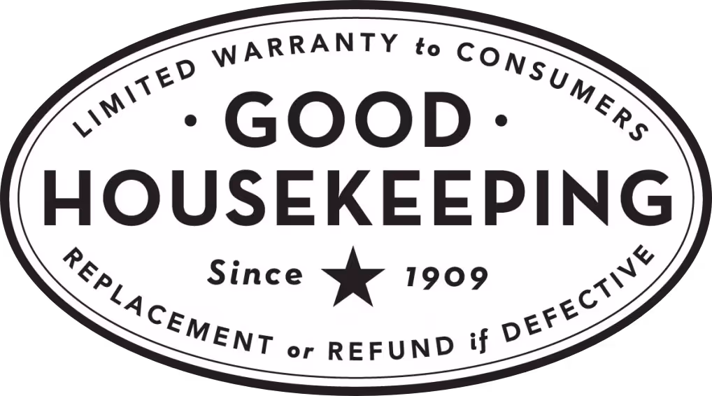 Good Housekeeping limited warranty seal offering replacement or refund if defective, established since 1909.