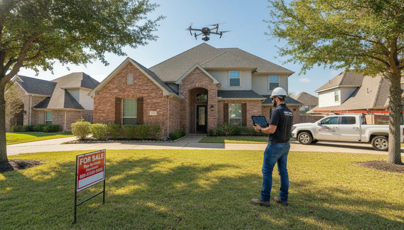 Houston home seller getting a drone-assisted roof inspection