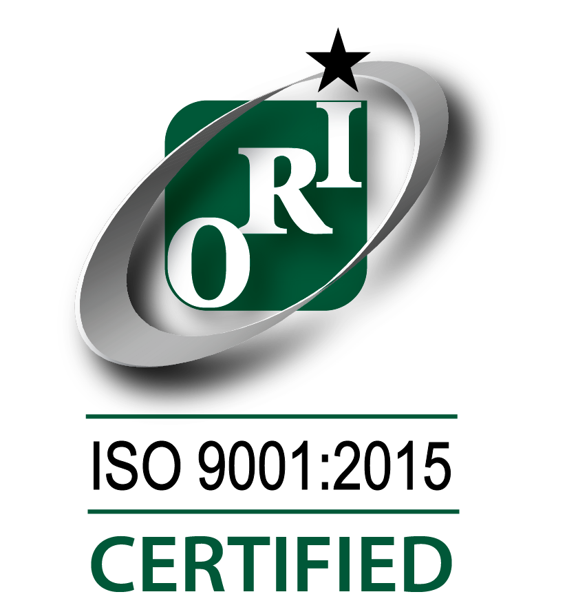 ORI logo with text ISO 9001:2015 Certified indicating quality management certification.