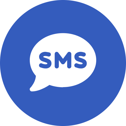 SMS icon in blue circle

