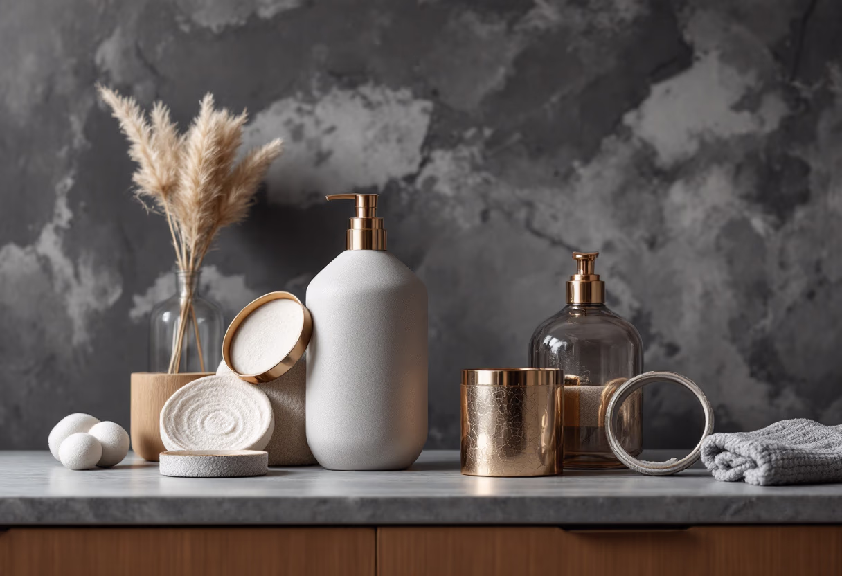 background image] image of cleaning supplies on a countertop (for a cleaning service)