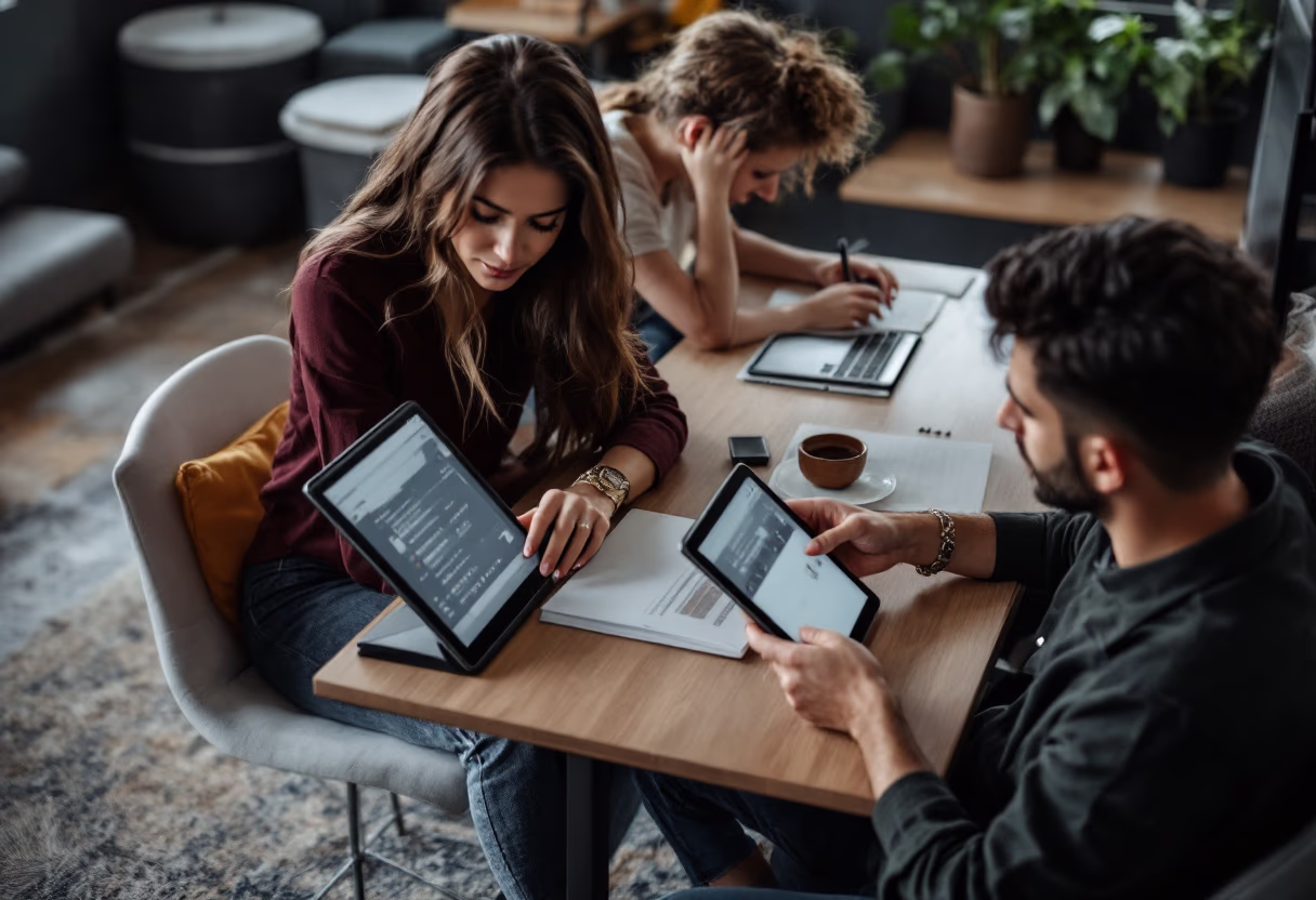 image of a teacher interacting with students using digital tools for an edtech