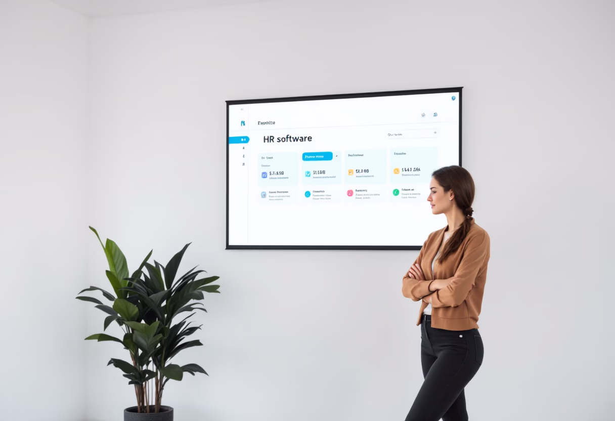 [interface] image of employee interacting with hr software (for a hr tech)