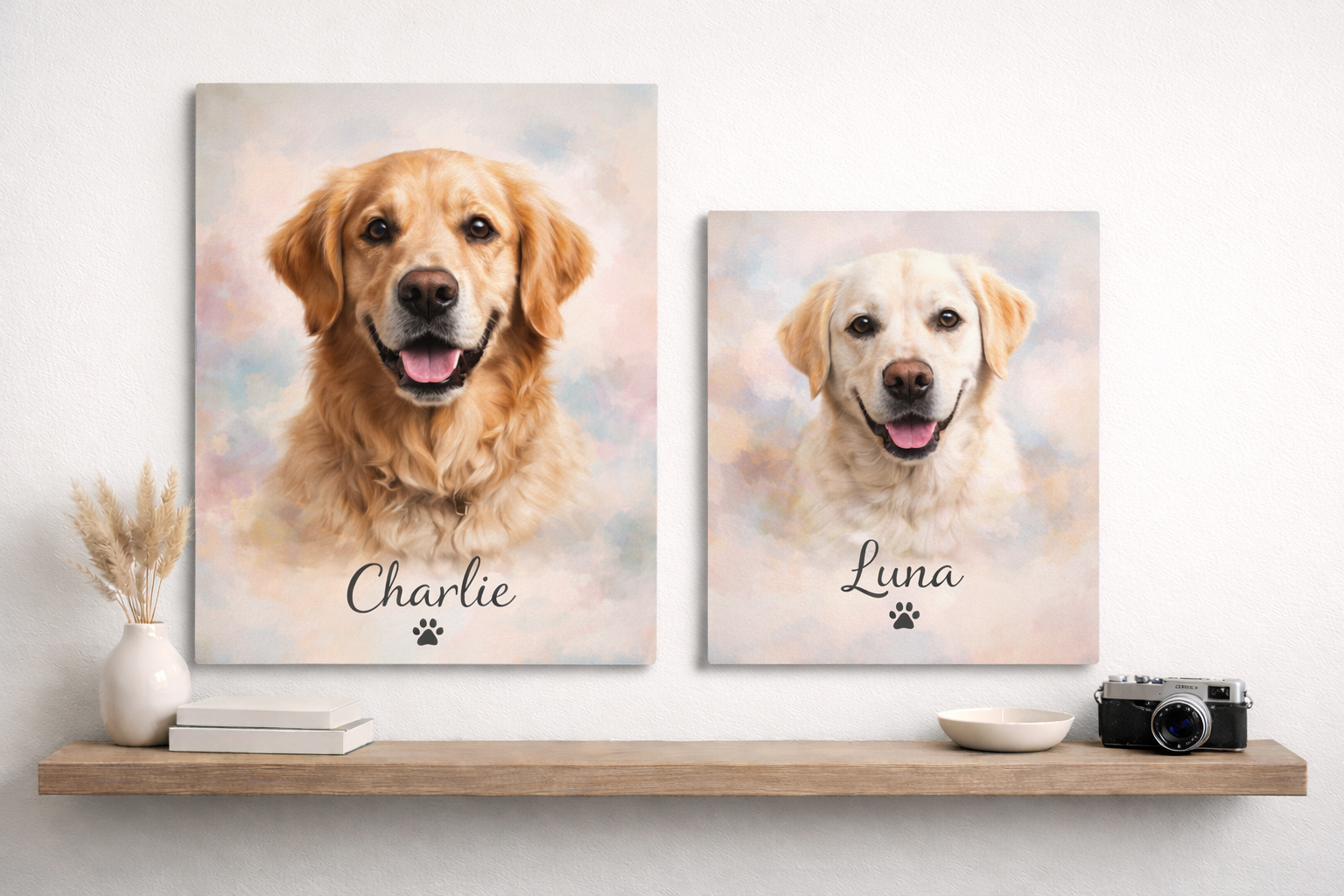 Golden retriever portrait as premium metal wall art