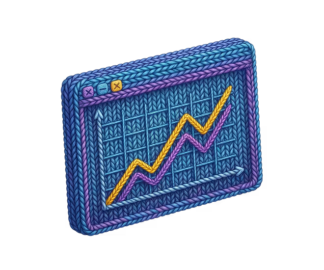 Planet with rings made of intertwined yarn in shades of blue, purple, and yellow.