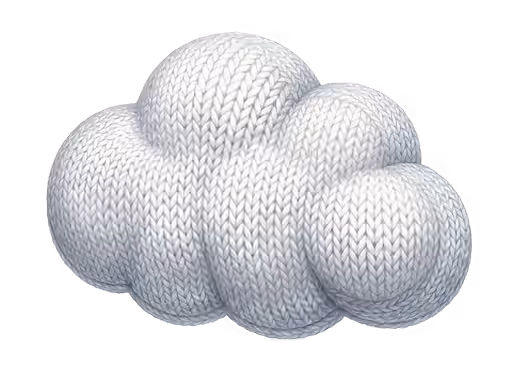 3D illustration of a cloud made from white knitted fabric texture.
