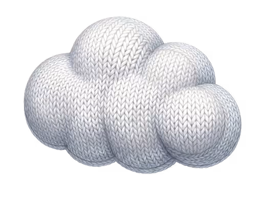 3D illustration of a cloud made from white knitted fabric texture.
