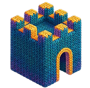 Colorful knitted-style castle illustration representing enterprise security and access control in Onyx AI