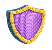 Colorful knitted-style shield representing runtime security of onyx