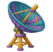 Colorful knitted-style sattelite icon representing security posture of onyx