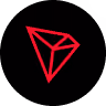 Red geometric triangular shape forming an abstract logo on a black background.