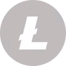 White Litecoin cryptocurrency logo on a gray circular background.