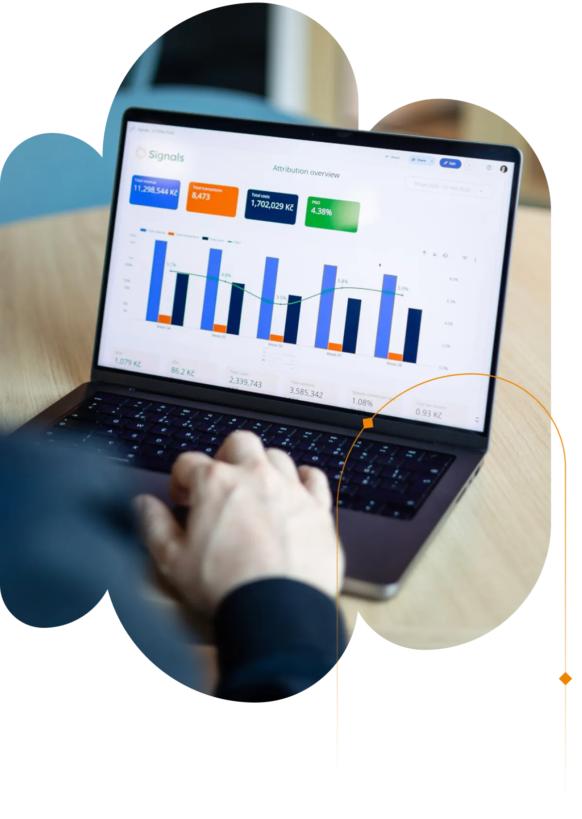 fotografie Signals dashboardu na laptopu