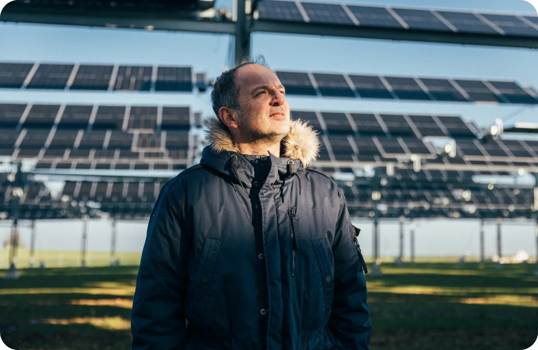 A TSE partner farmer under the agricultural canopy