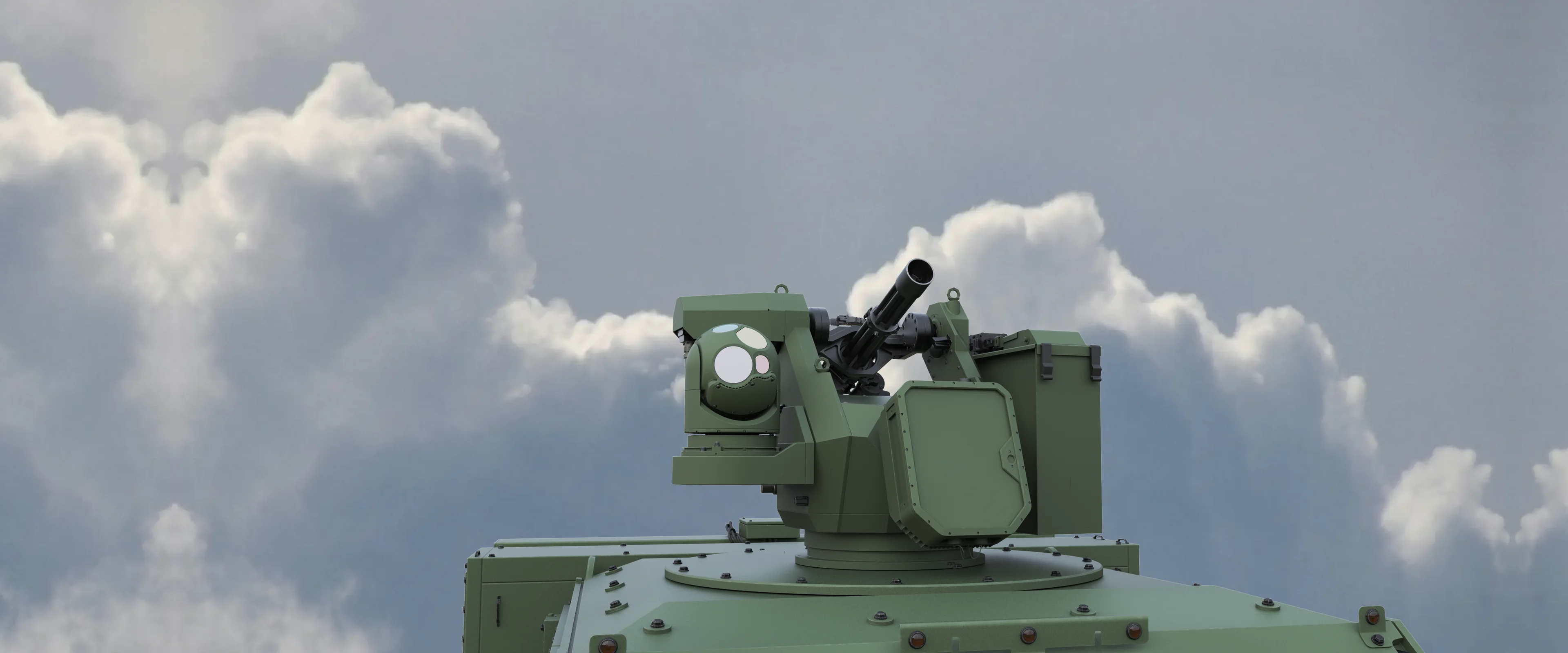 Midgard 134 remote weapon station with an M134D 7.62 mm gun, mounted on a vehicle