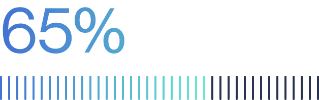 Balkendiagramm zeigt 65 Prozent mit blau hervorgehobenem Bereich.